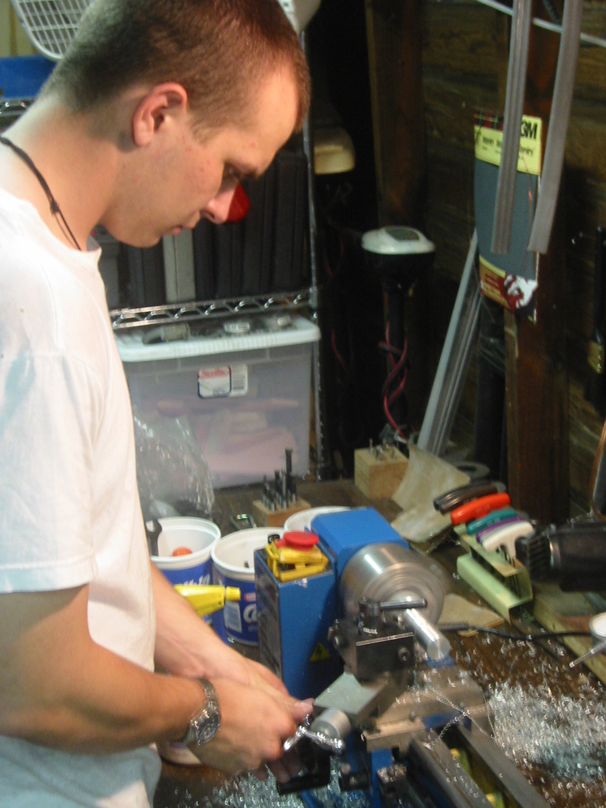 Carl turning the hatch parts