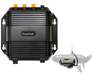 SpotlightScan transducer & Ethernet SonarHub Width 7.1 in (180 mm), Height 2.2 in (57 mm) Weight 1.5 lbs, Power 9-32 vDC min-max Max .8A at 13.8 v Sonar Hub Specs pdf