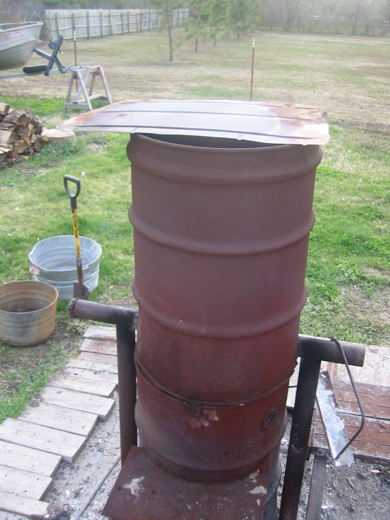 Adding a lid traps the heat and cut down the need for more wood.