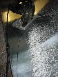 Cutting a curve with a skill saw.