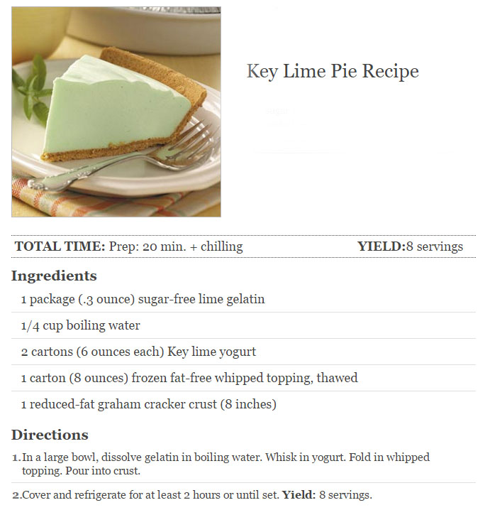 Light, creamy and refreshing Key Lime Pie